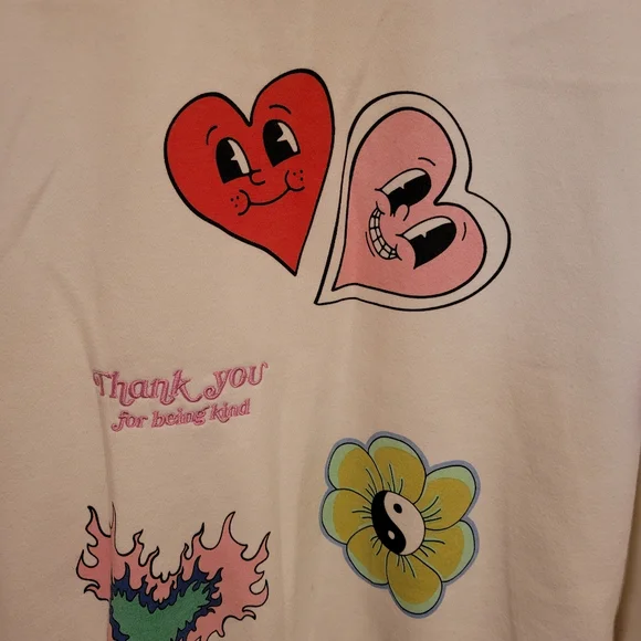 Valentines Day Hearts Graphic White Sweatshirt pullover size  Medium - Picture 6 of 14